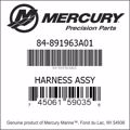 Bar codes for Mercury Marine part number 84-891963A01