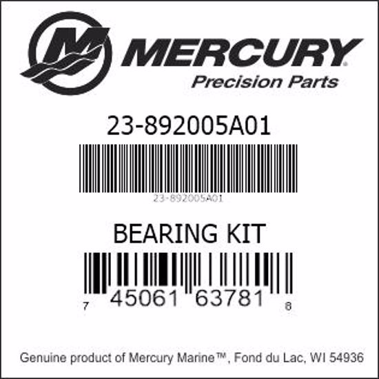 Bar codes for Mercury Marine part number 23-892005A01