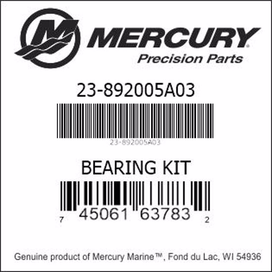 Bar codes for Mercury Marine part number 23-892005A03