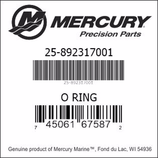 Bar codes for Mercury Marine part number 25-892317001