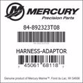 Bar codes for Mercury Marine part number 84-892323T08