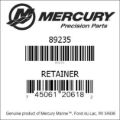 Bar codes for Mercury Marine part number 89235