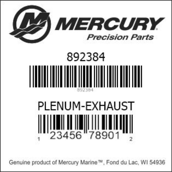 Bar codes for Mercury Marine part number 892384