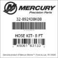 Bar codes for Mercury Marine part number 32-892438K08
