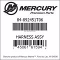 Bar codes for Mercury Marine part number 84-892451T06
