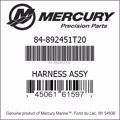 Bar codes for Mercury Marine part number 84-892451T20
