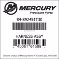 Bar codes for Mercury Marine part number 84-892451T30