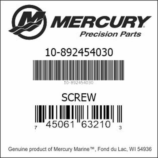 Bar codes for Mercury Marine part number 10-892454030