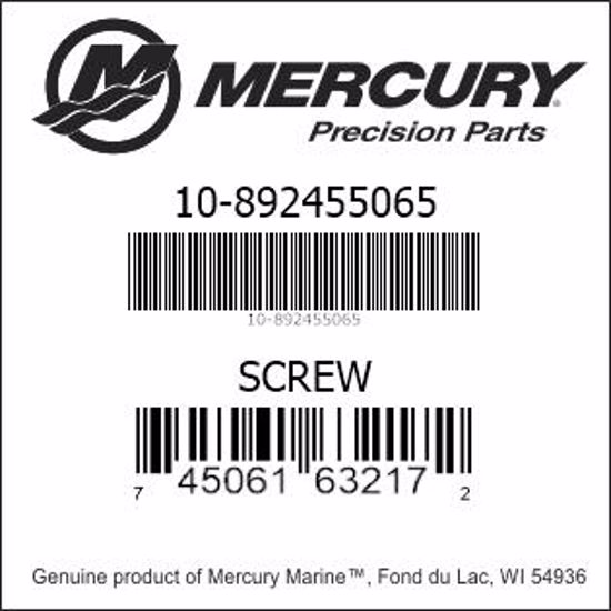 Bar codes for Mercury Marine part number 10-892455065