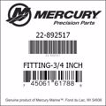 Bar codes for Mercury Marine part number 22-892517