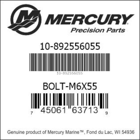 Bar codes for Mercury Marine part number 10-892556055