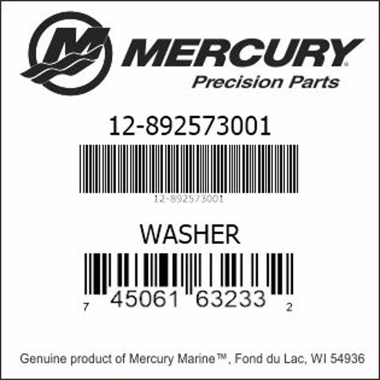 Bar codes for Mercury Marine part number 12-892573001