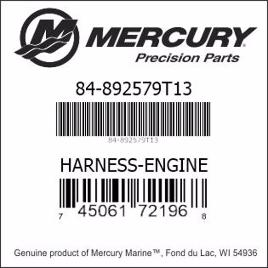 Bar codes for Mercury Marine part number 84-892579T13