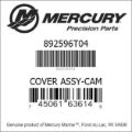 Bar codes for Mercury Marine part number 892596T04