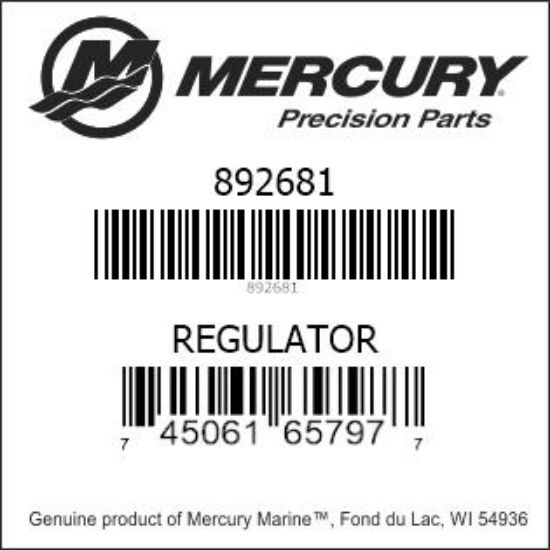 Bar codes for Mercury Marine part number 892681