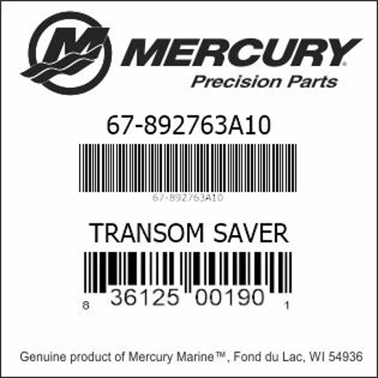 Bar codes for Mercury Marine part number 67-892763A10