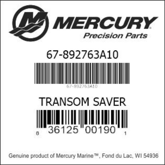 Bar codes for Mercury Marine part number 67-892763A10