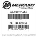 Bar codes for Mercury Marine part number 67-892763A14