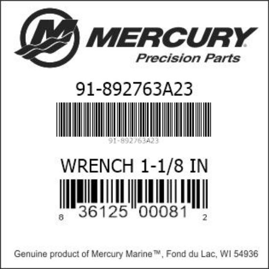 Bar codes for Mercury Marine part number 91-892763A23