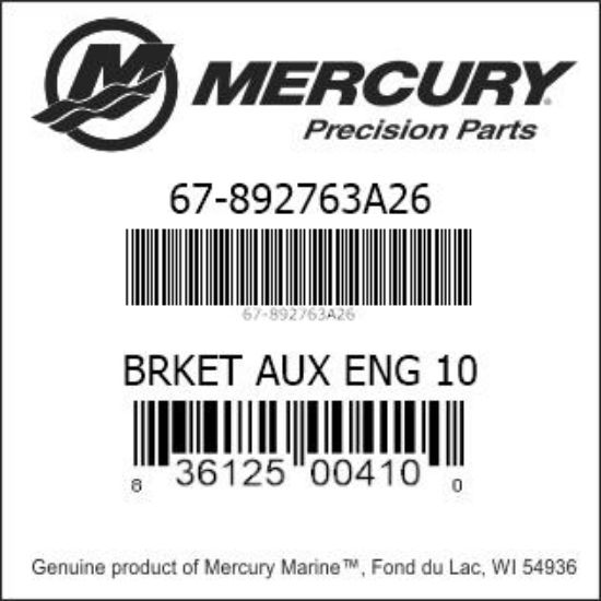 Bar codes for Mercury Marine part number 67-892763A26