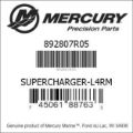 Bar codes for Mercury Marine part number 892807R05