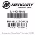 Bar codes for Mercury Marine part number 91-892866A01
