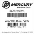 Bar codes for Mercury Marine part number 84-892868T01