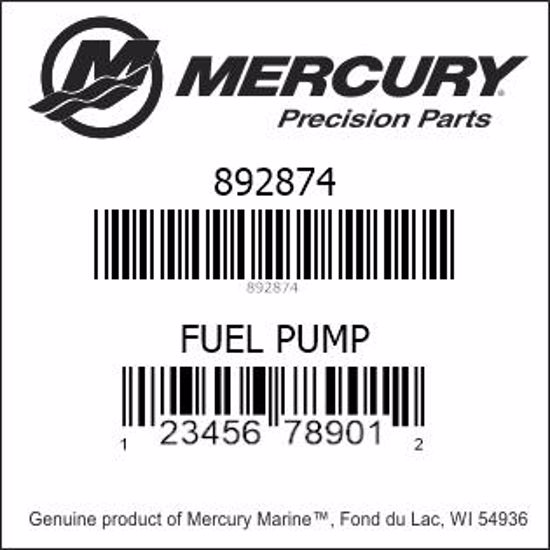 Bar codes for Mercury Marine part number 892874