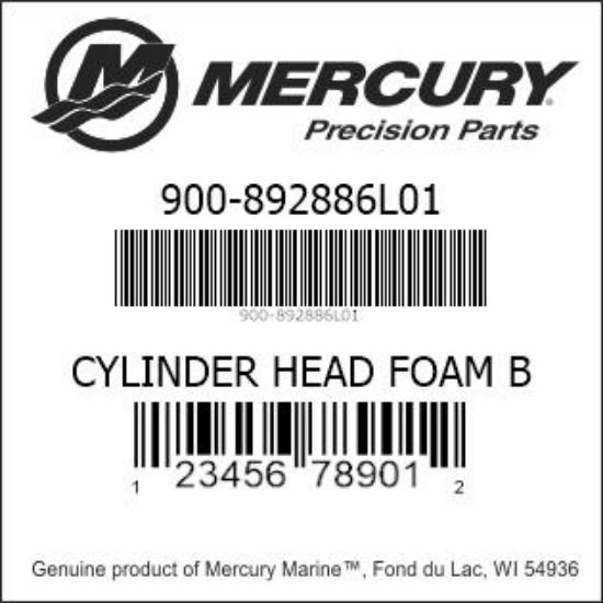 Bar codes for Mercury Marine part number 900-892886L01