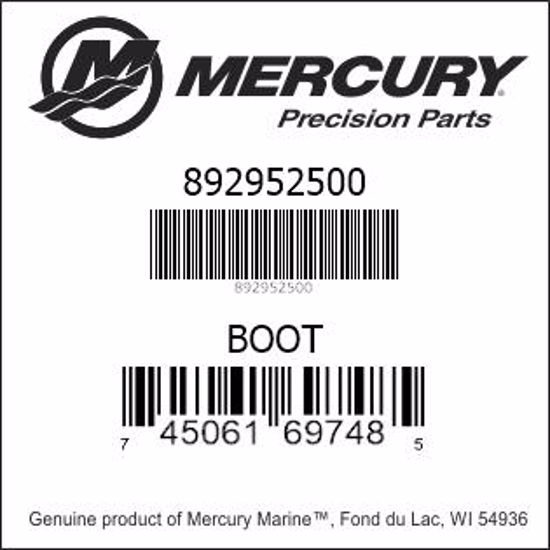 Bar codes for Mercury Marine part number 892952500