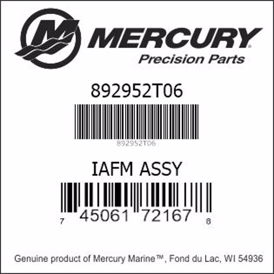 Bar codes for Mercury Marine part number 892952T06