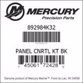 Bar codes for Mercury Marine part number 892984K32