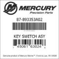 Bar codes for Mercury Marine part number 87-893353A02