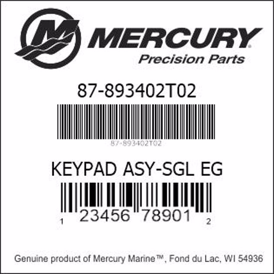 Bar codes for Mercury Marine part number 87-893402T02