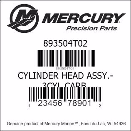 Bar codes for Mercury Marine part number 893504T02