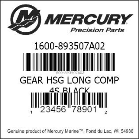 Bar codes for Mercury Marine part number 1600-893507A02
