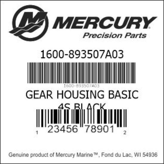 Bar codes for Mercury Marine part number 1600-893507A03