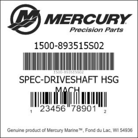 Bar codes for Mercury Marine part number 1500-893515S02