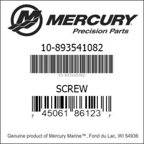 Bar codes for Mercury Marine part number 10-893541082
