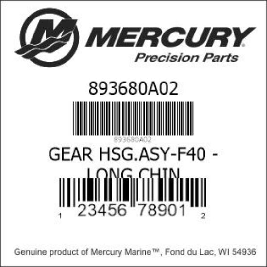 Bar codes for Mercury Marine part number 893680A02