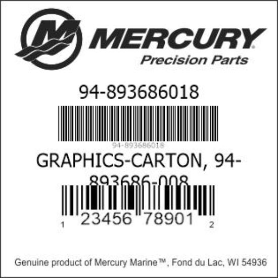 Bar codes for Mercury Marine part number 94-893686018