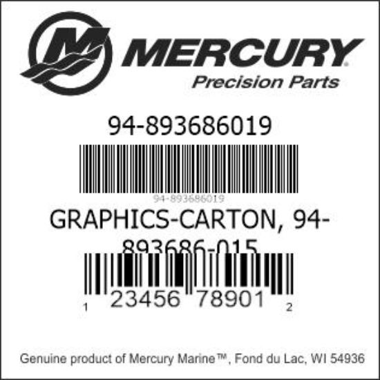 Bar codes for Mercury Marine part number 94-893686019