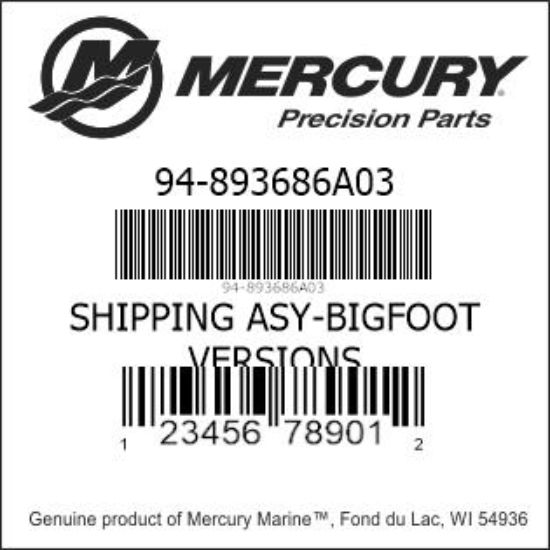 Bar codes for Mercury Marine part number 94-893686A03