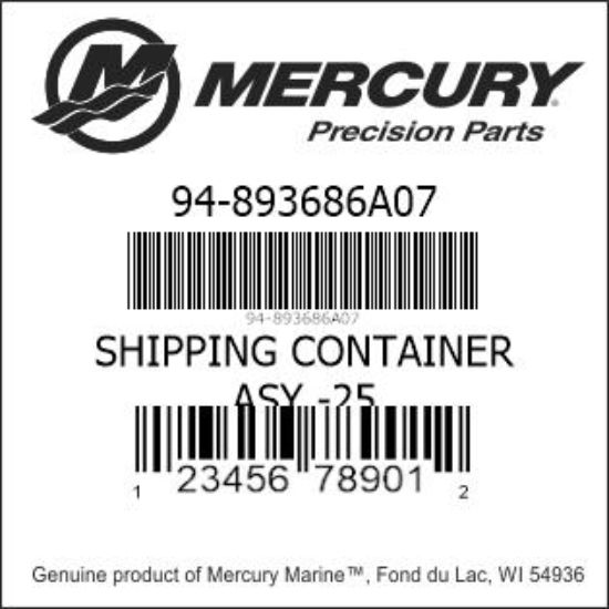 Bar codes for Mercury Marine part number 94-893686A07