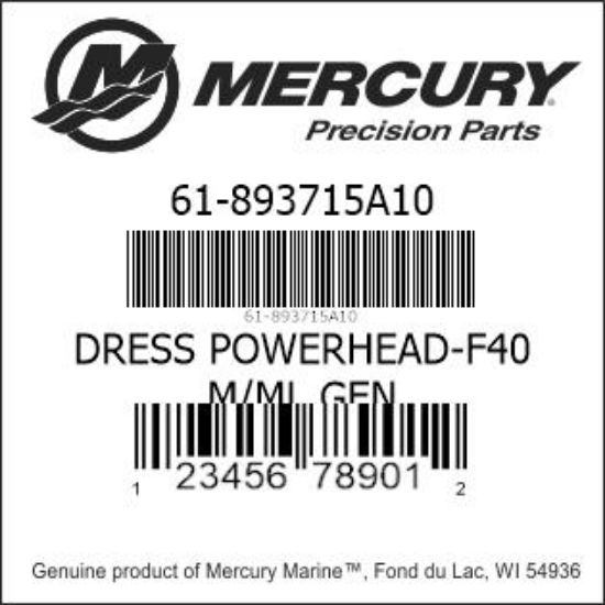 Bar codes for Mercury Marine part number 61-893715A10