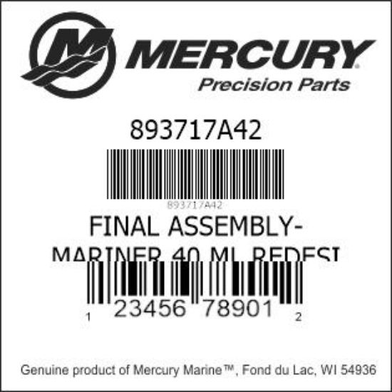 Bar codes for Mercury Marine part number 893717A42
