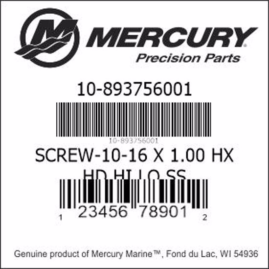 Bar codes for Mercury Marine part number 10-893756001