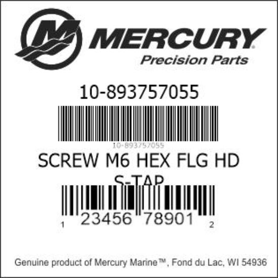 Bar codes for Mercury Marine part number 10-893757055