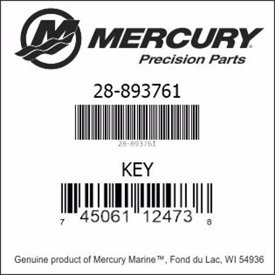 Bar codes for Mercury Marine part number 28-893761