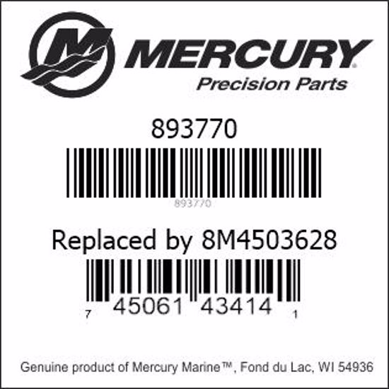 Bar codes for Mercury Marine part number 893770